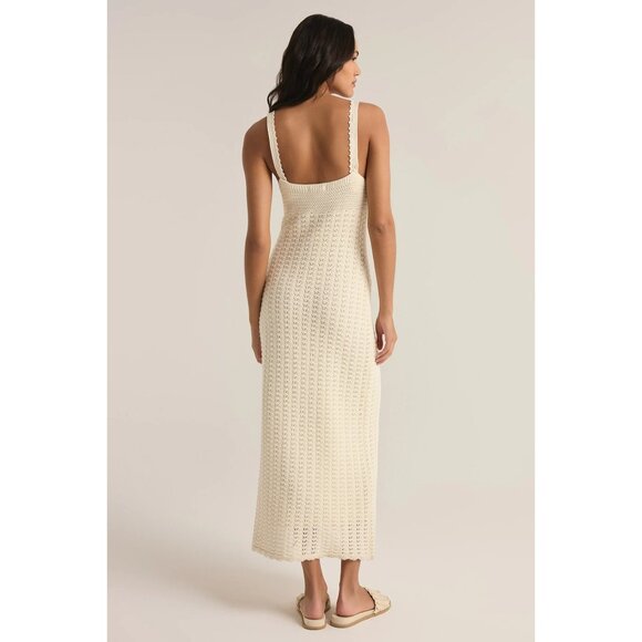 Z Supply Elena Crochet Knit Midi Dress In Sandstone - Picture 3 of 9